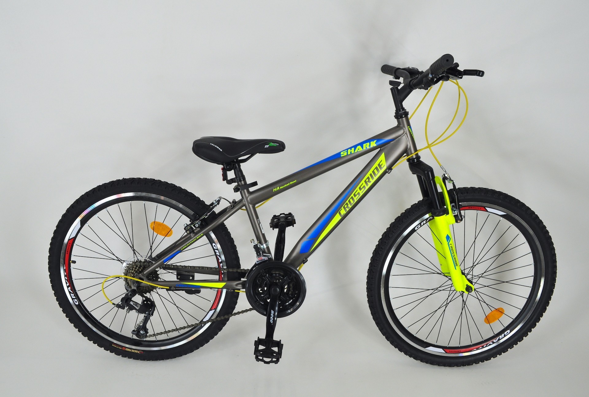 

Велосипед 24" Crossride Shark размер рамы 11" серо-желтый + мигалки