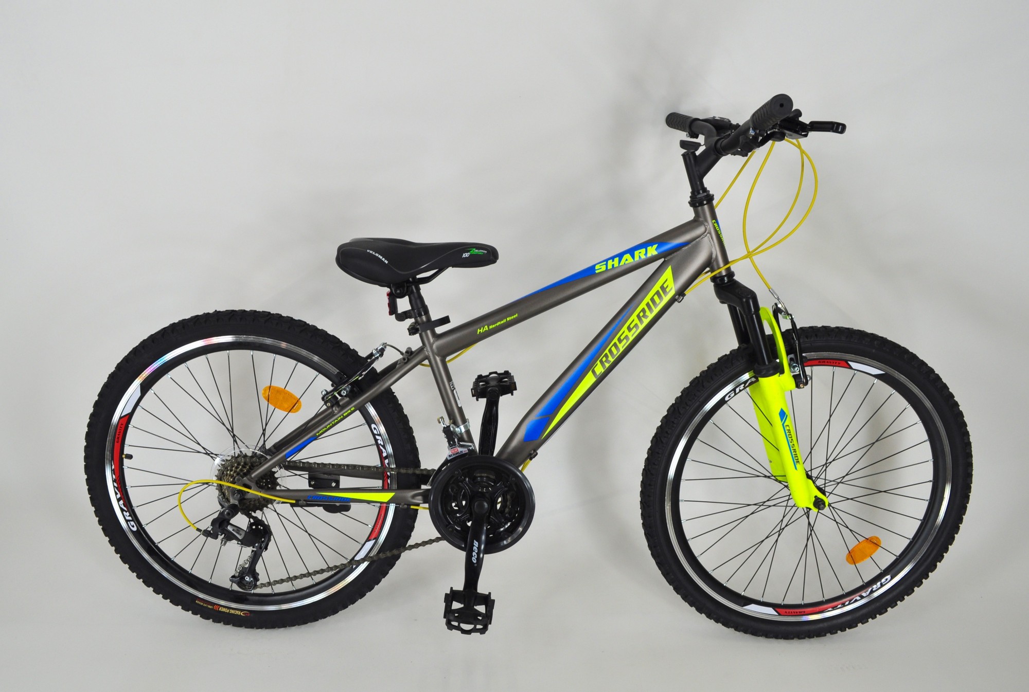

Велосипед 24" Crossride Shark размер рамы 13" серо-желтый + мигалки