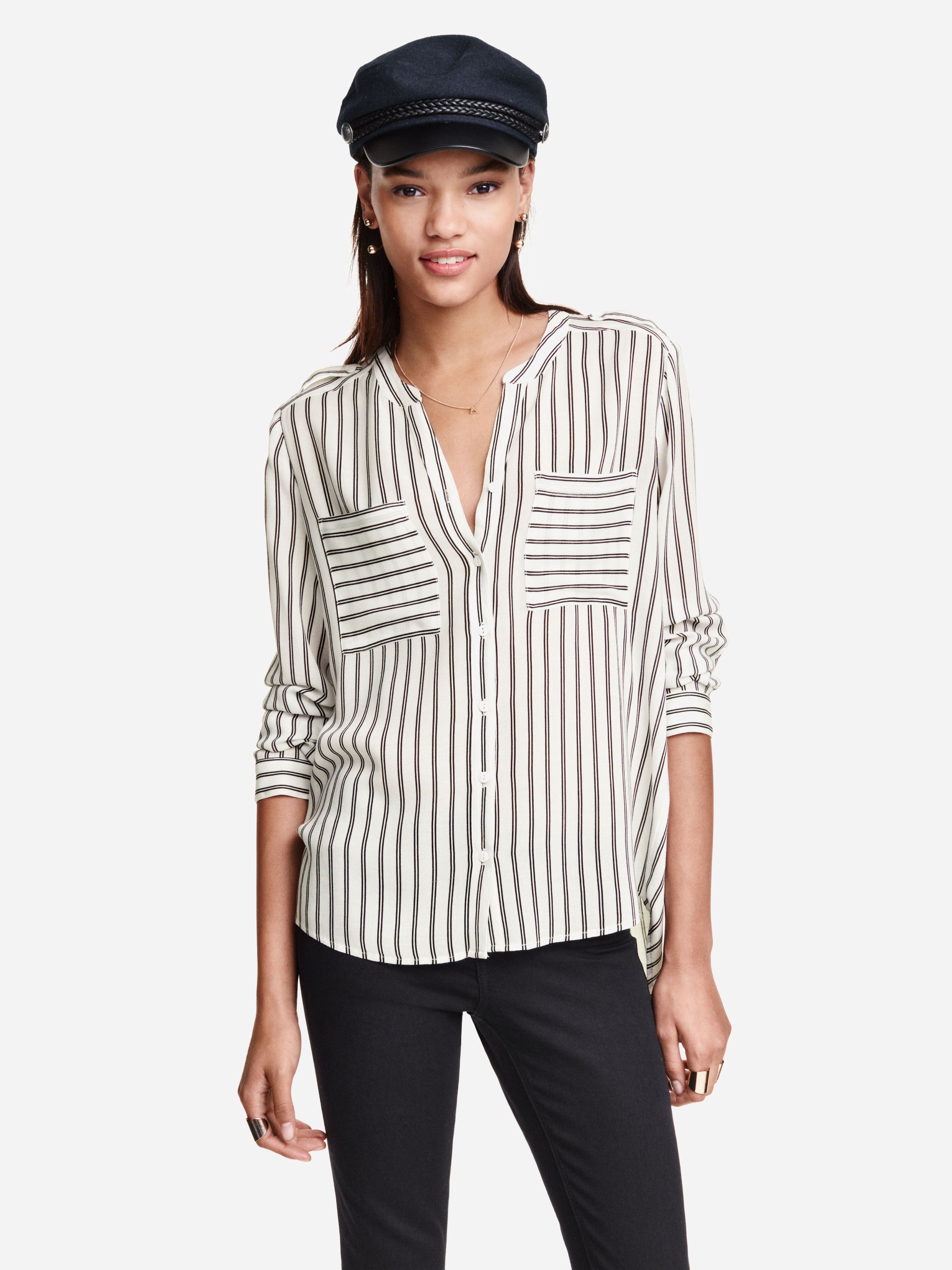 

Блузка H&M XAZ039393OUDK  Белая с черным, Блузка H&M XAZ039393OUDK 38 Белая с черным