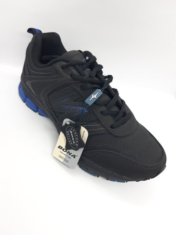 

Кожаные кроссовки Bona черные с синим Km-0020 38 р 24,5 см