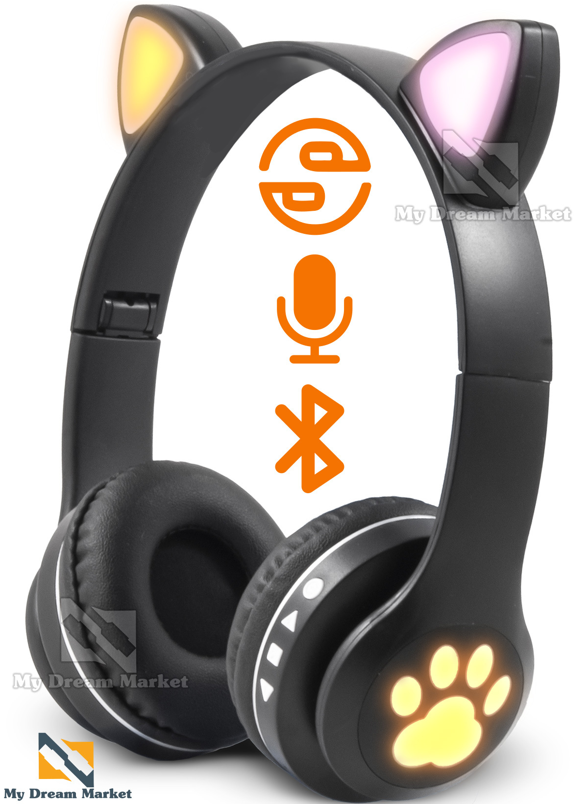

Беспроводные наушники Wireless Cat VZV-23М Черные с подсветкой детские Bluetooth AUX кошачьи ушки Регулируемый размер