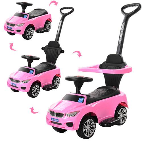 

Каталка-толокар 2 в 1 с родительской ручкой Bambi M 3503B-8 BMW розовый