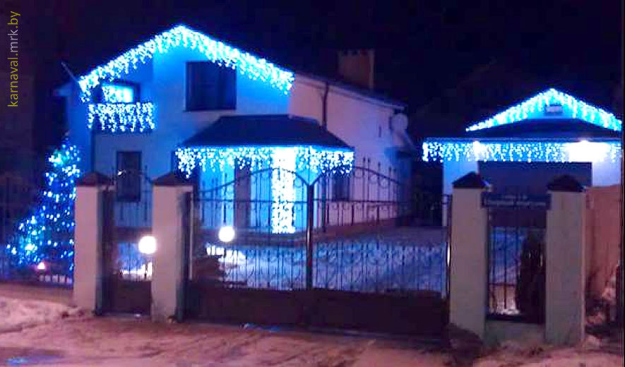 

Уличная гирлянда бахрома144 Led 5 м черный провод синий цвет