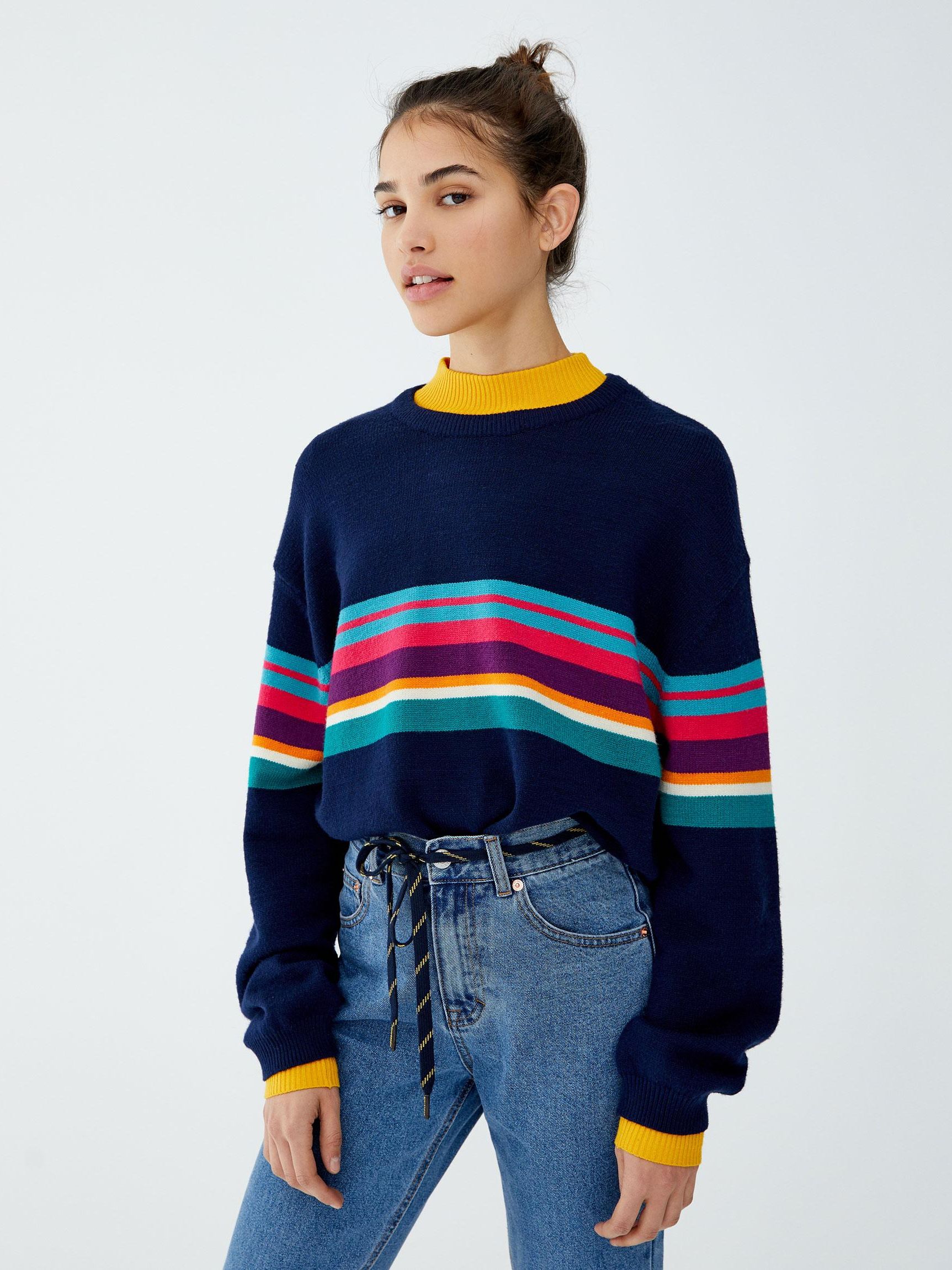 

Джемпер Pull & Bear XAZ217207NJNN L Синий с разноцветным