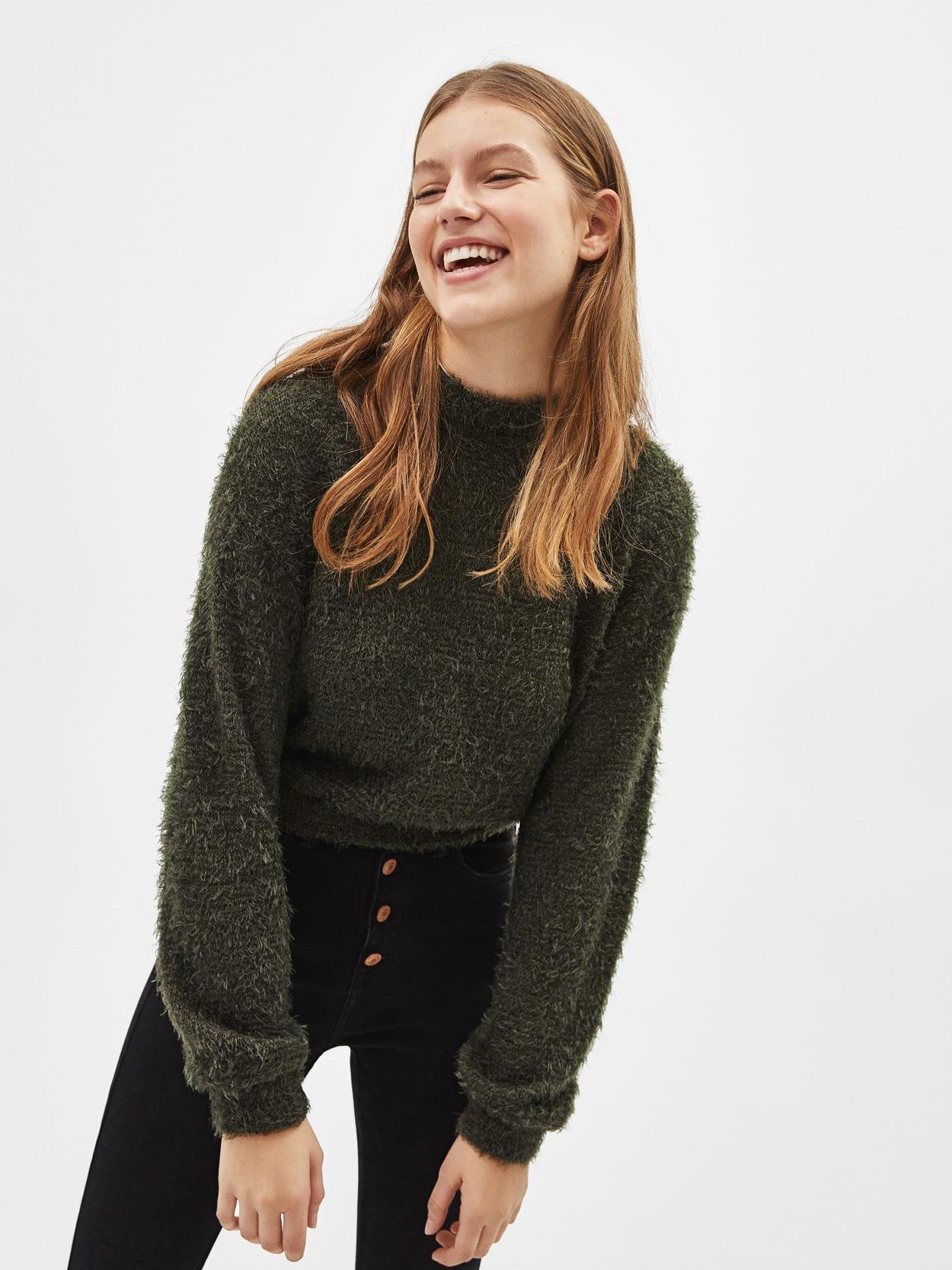 

Свитер Bershka XAZ220590KTJT S Темно-зеленый