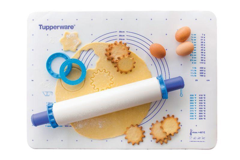 

Скалка с кольцами Tupperware основание белое, ручки синие
