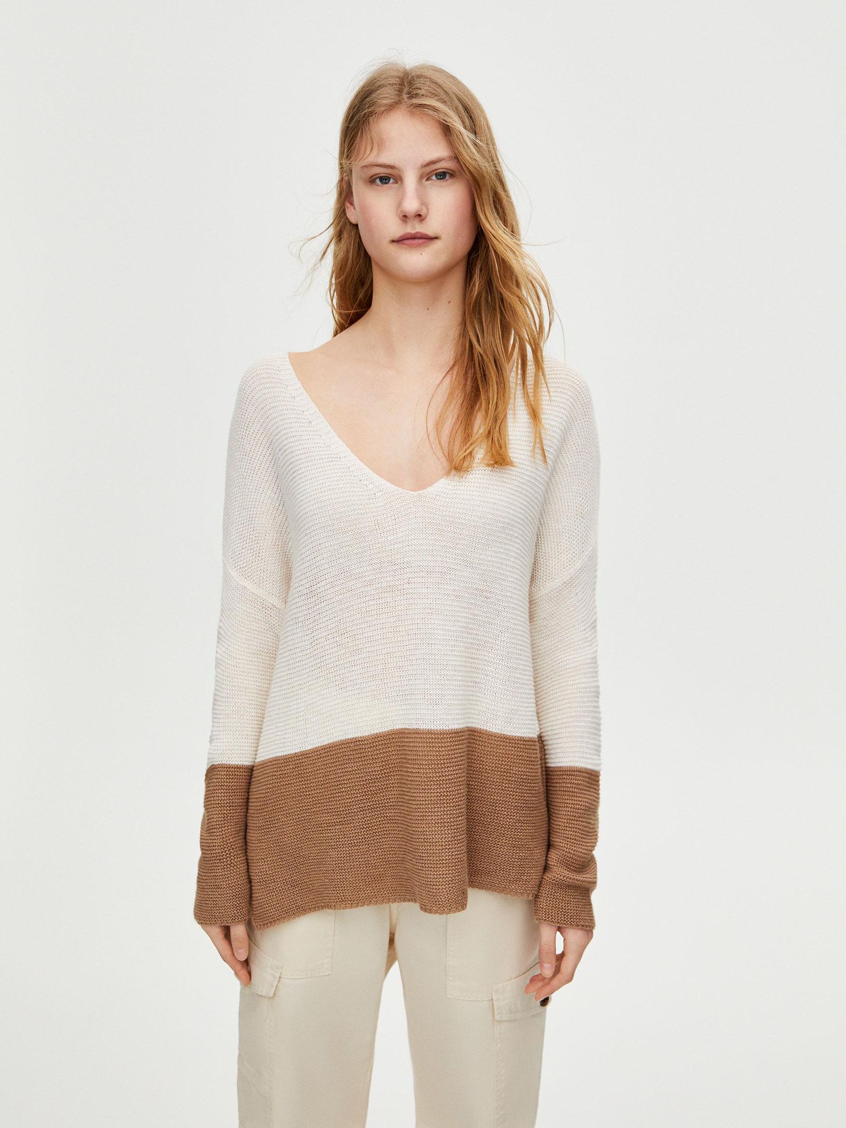 

Пуловер Pull & Bear XAZ239813KACW  Темно-бежевый с белым, Пуловер Pull & Bear XAZ239813KACW L Темно-бежевый с белым
