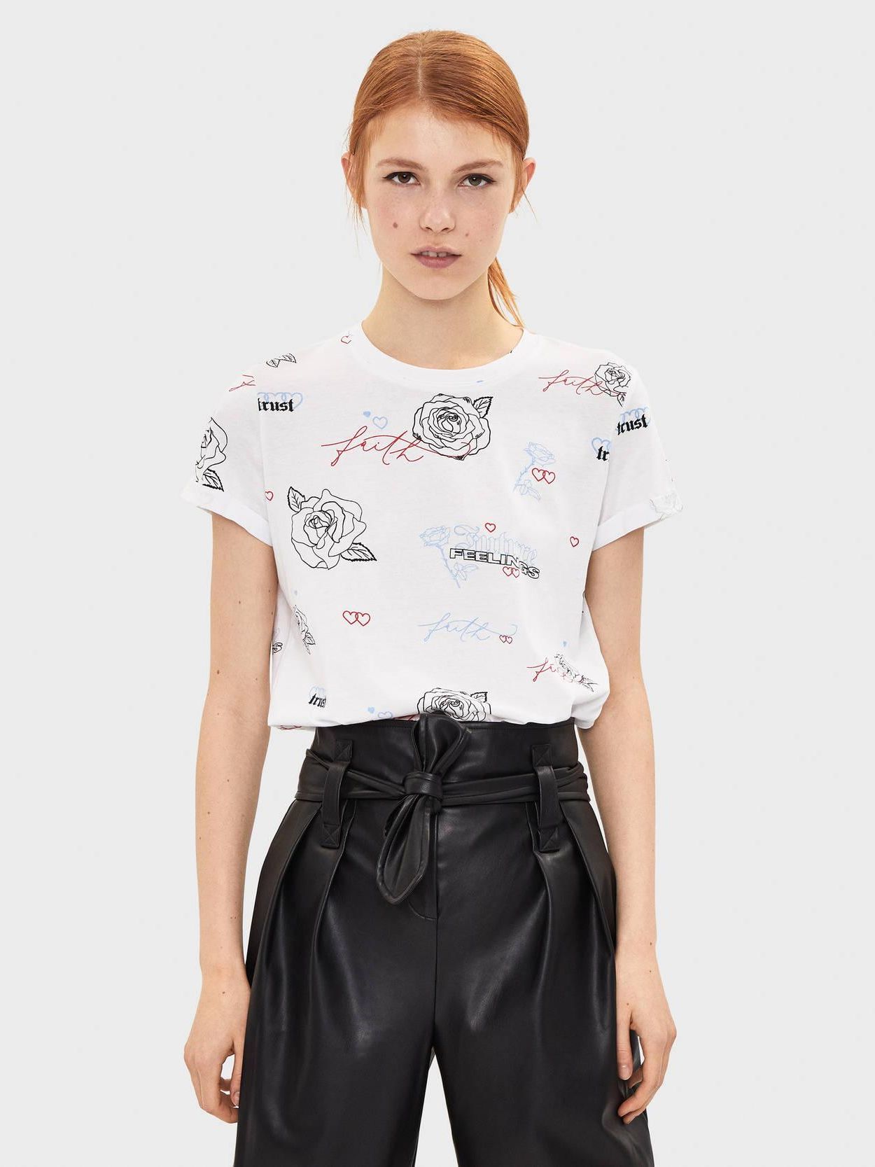 

Футболка Bershka XAZ282219JRLT  Белая, Футболка Bershka XAZ282219JRLT S Белая