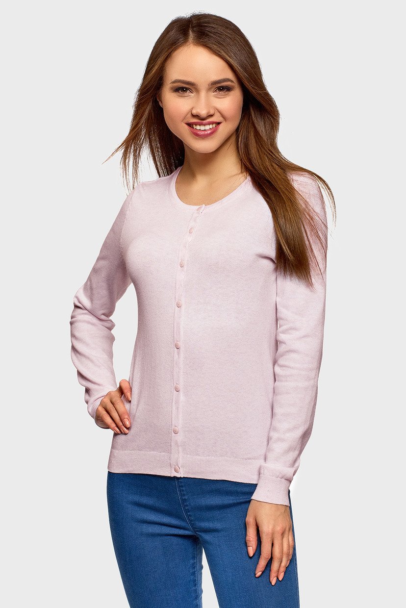 

Женский розовый кардиган Oodji XS 63212568B/46192/4000M