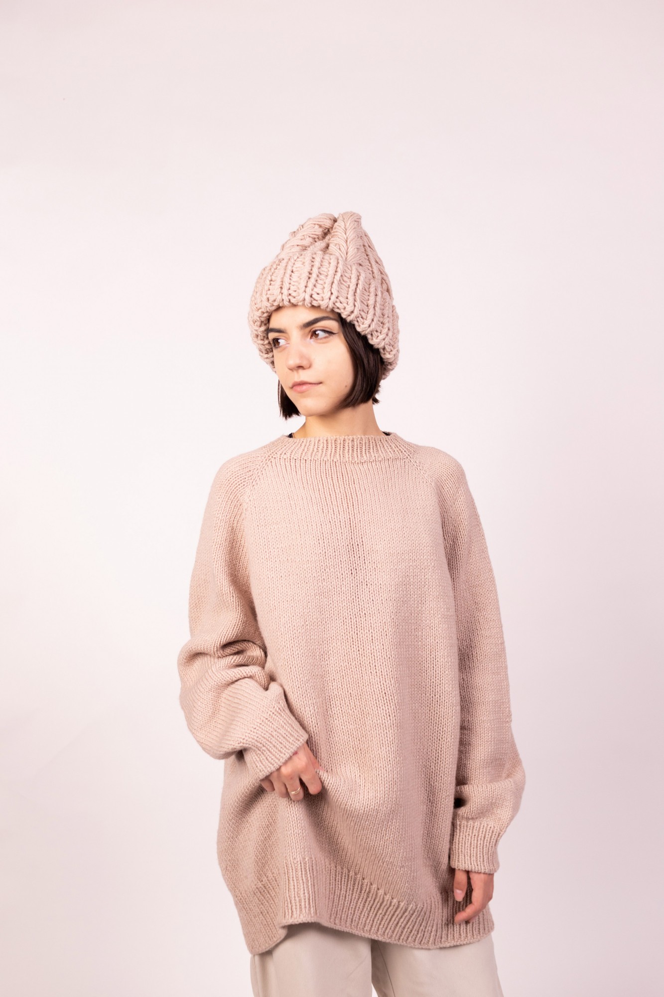 

Базовый свитер удлиненный Hats_with_love XS Бежевый