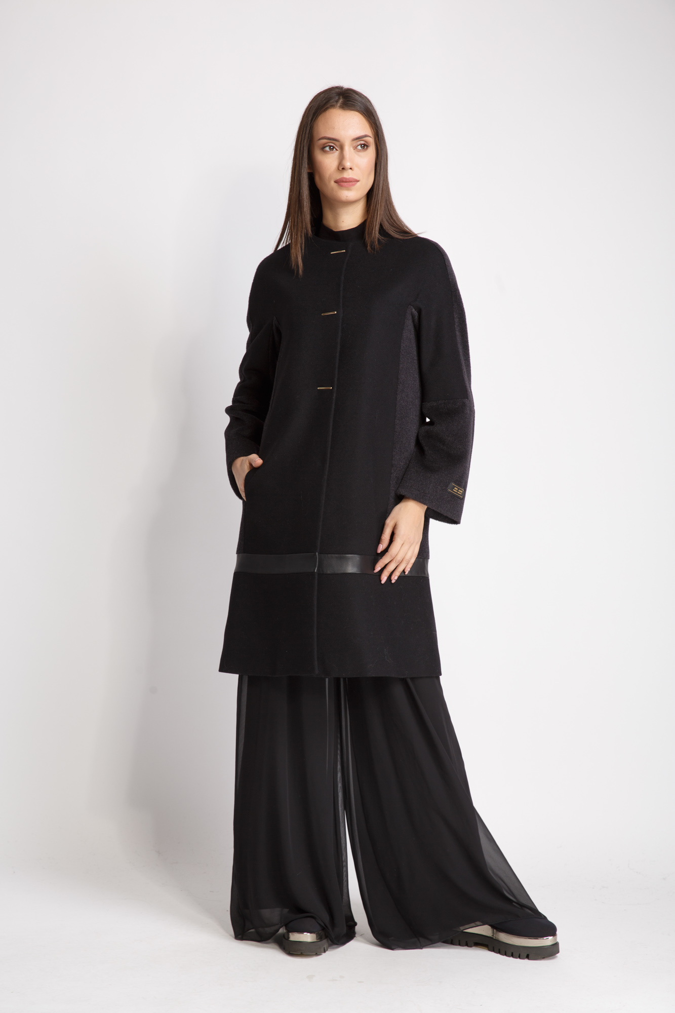 

Пальто Merisimo  Черный с серым (4721, Пальто Merisimo 38 Черный с серым (4721)