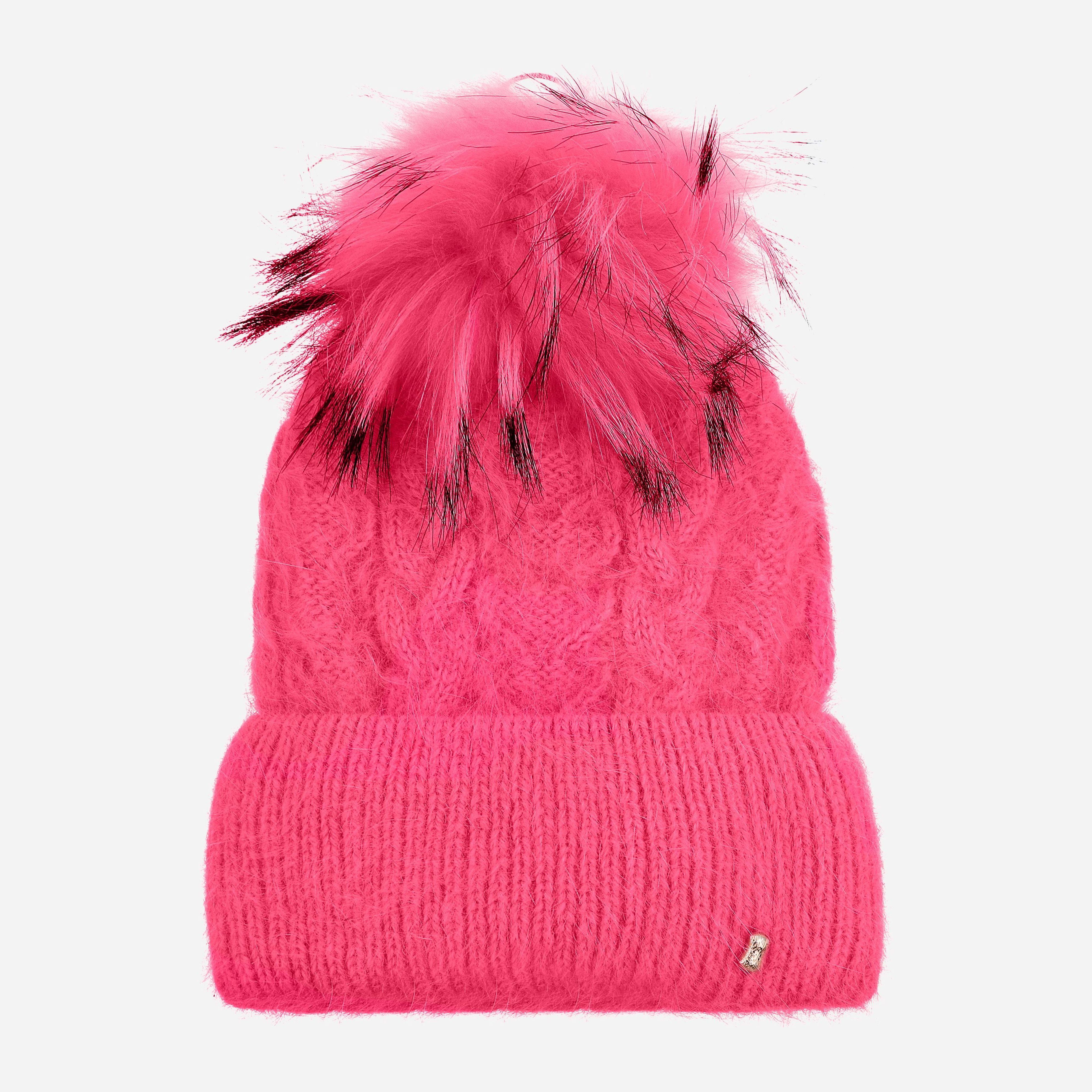 

Зимняя шапка Anmerino Мария+бубон на флисе 53-58 см Малиновая