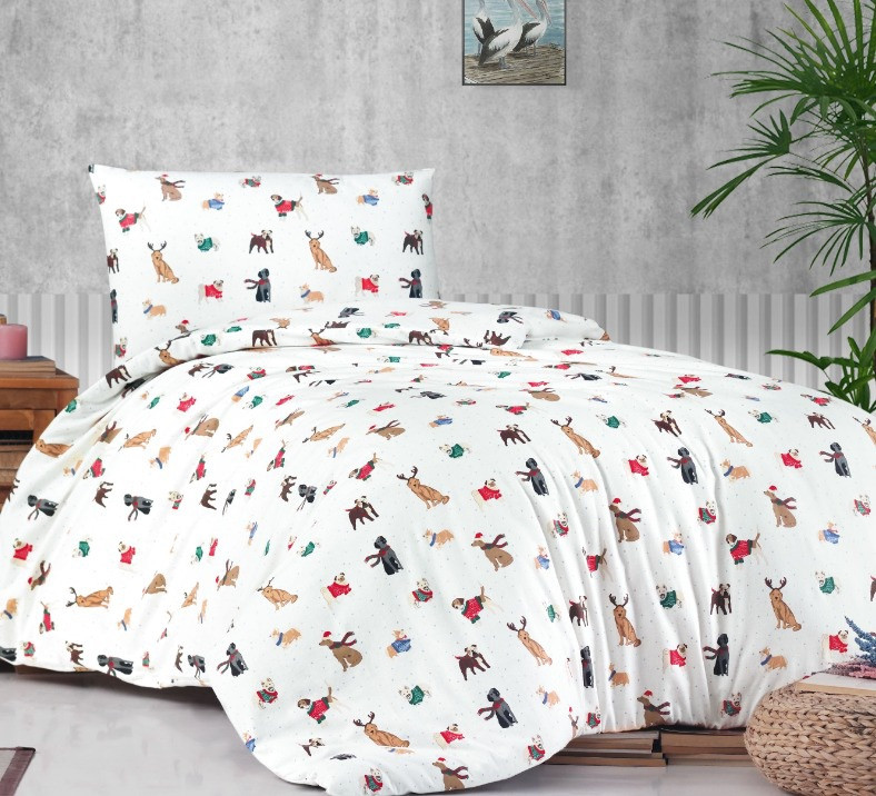 

Набор постельного белья Cotton Collection из фланели Полуторный размер с рисунком Dogs