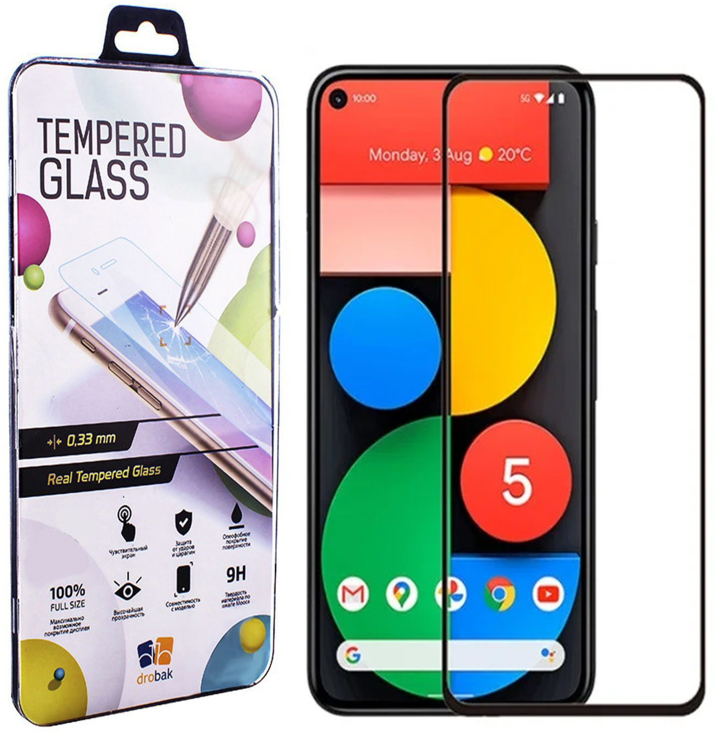 

Защитное стекло Drobak Frame A+ для Google Pixel 5 Black