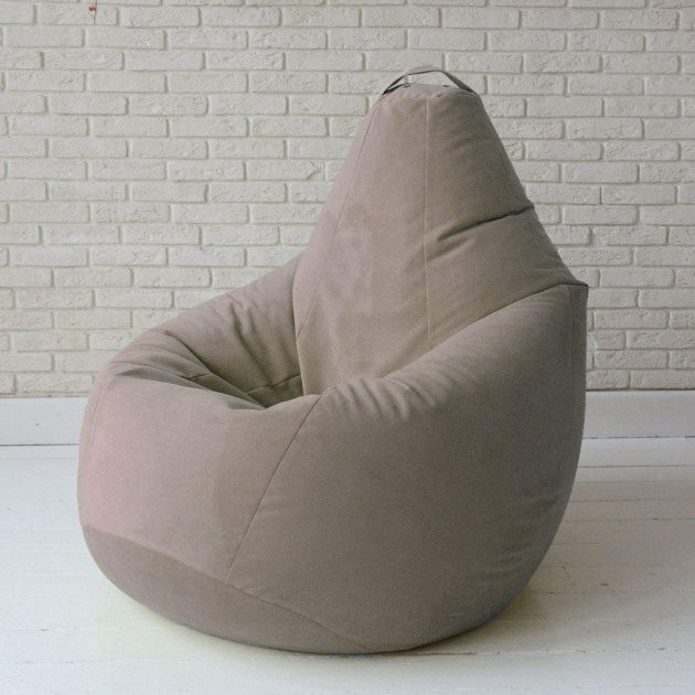 

Бескаркасное кресло мешок Груша XXXL 90x130 Темно-Бежевый Премиум Велюр