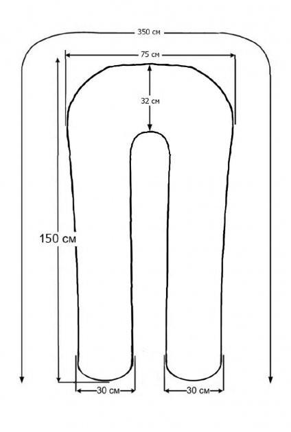 

Подушка для беременных и кормления с наволочкой Хлопок XXL 150х75см Stars on White
