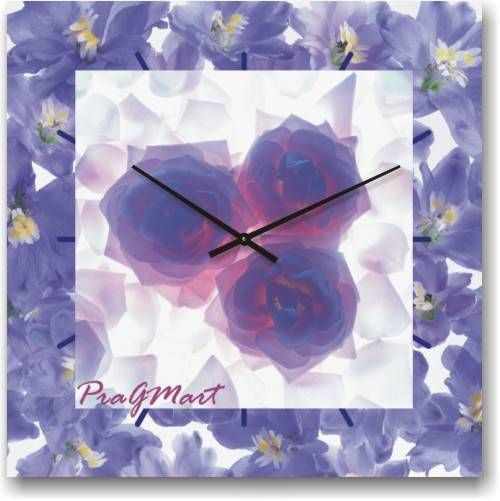 

Часы на стену "Сиреневое настроение" сиреневые бесшумные Pragmart-315-300 [Стекло, механизм Hermle] 45х45 см