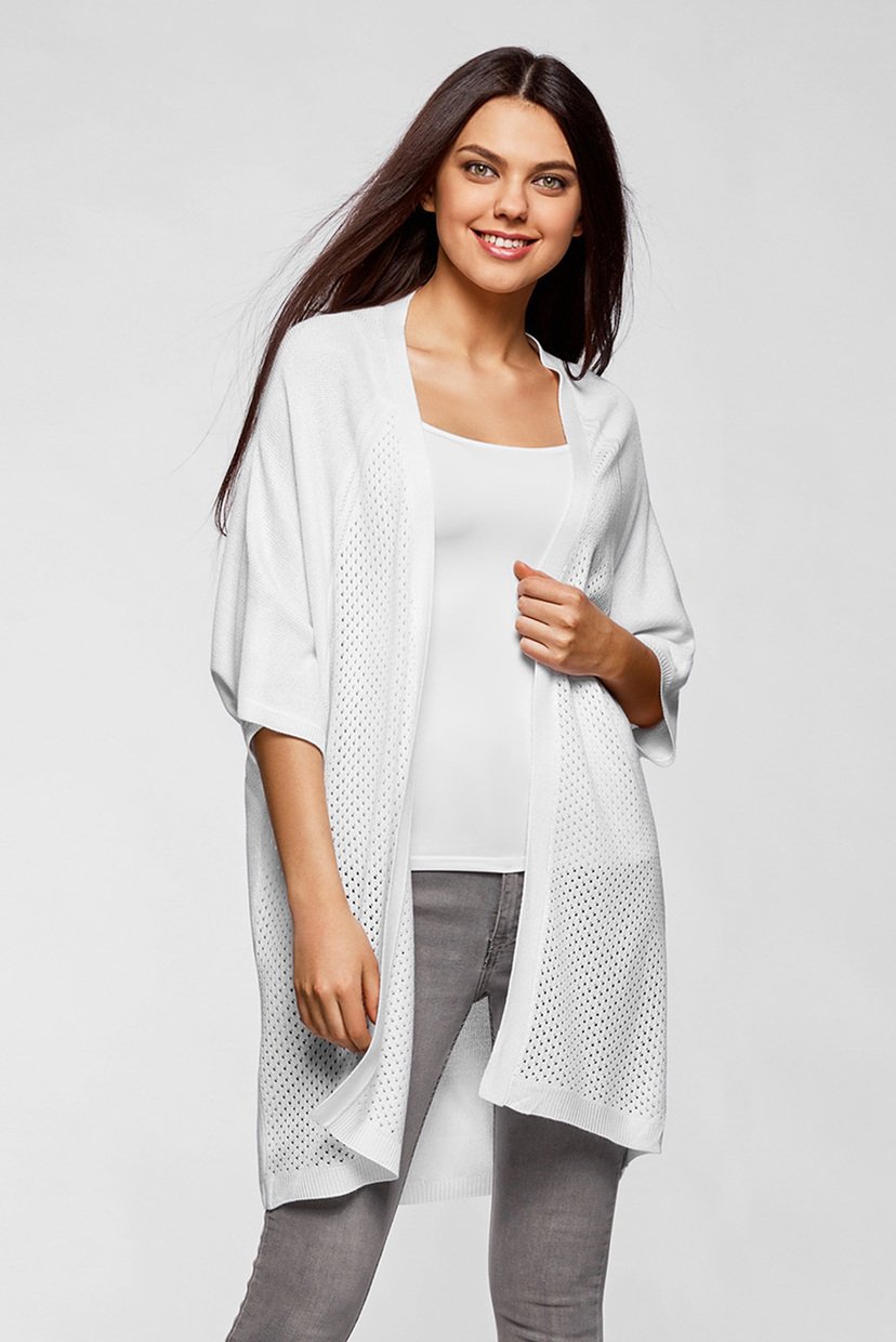 

Женский белый кардиган Oodji M 63212585/46792/1000N