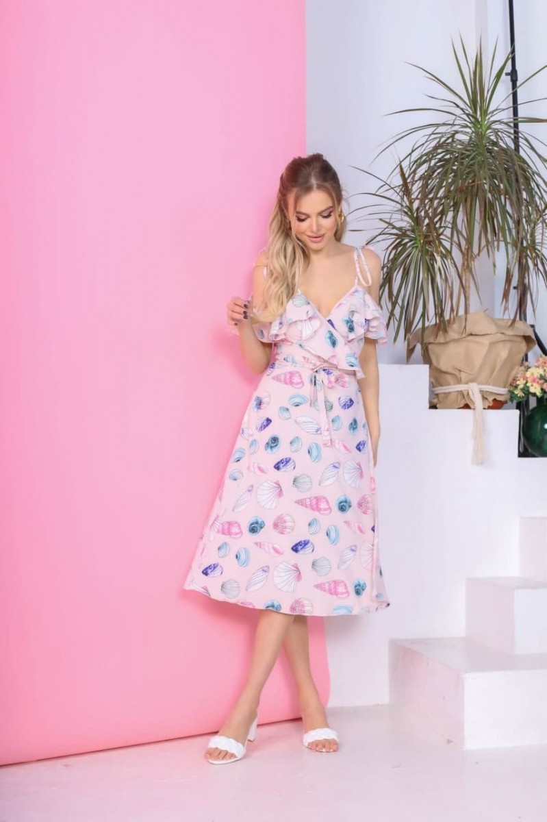 

Летнее платье миди Veles S/M розовый 43431125