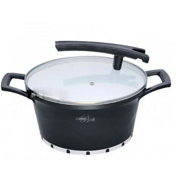 

Кастрюля с крышкой с антипригарным покрытием 6.6 л Barton Steel BS-4028 черная