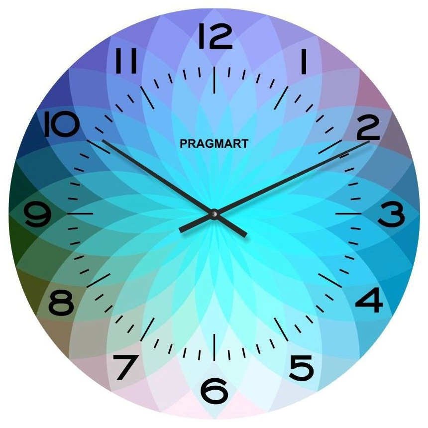 

Часы настенные "Абстракция" бесшумные Pragmart-296-300 [Стекло, механизм Hermle] Голубой 45х45 см