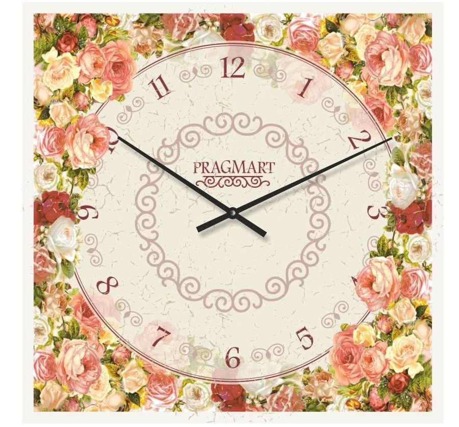 

Часы настенные "Розы" бесшумные Pragmart-423-300 [Стекло, механизм Hermle] Бежевый 50х50 см