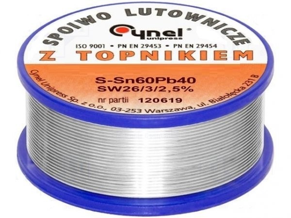 Припой Sn60-Pb40 проволочный на катушке (LC60-0.50/0.1) d=0.5mm m=0.1kg ...