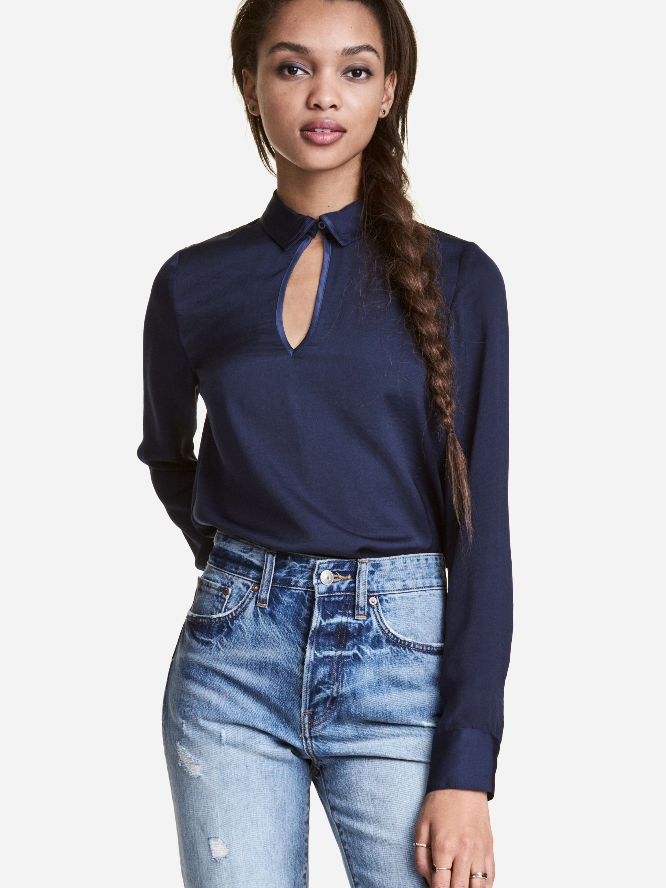 

Блузка H&M Divided XAZ181079EINA  Темно-синяя, Блузка H&M Divided XAZ181079EINA 38 Темно-синяя