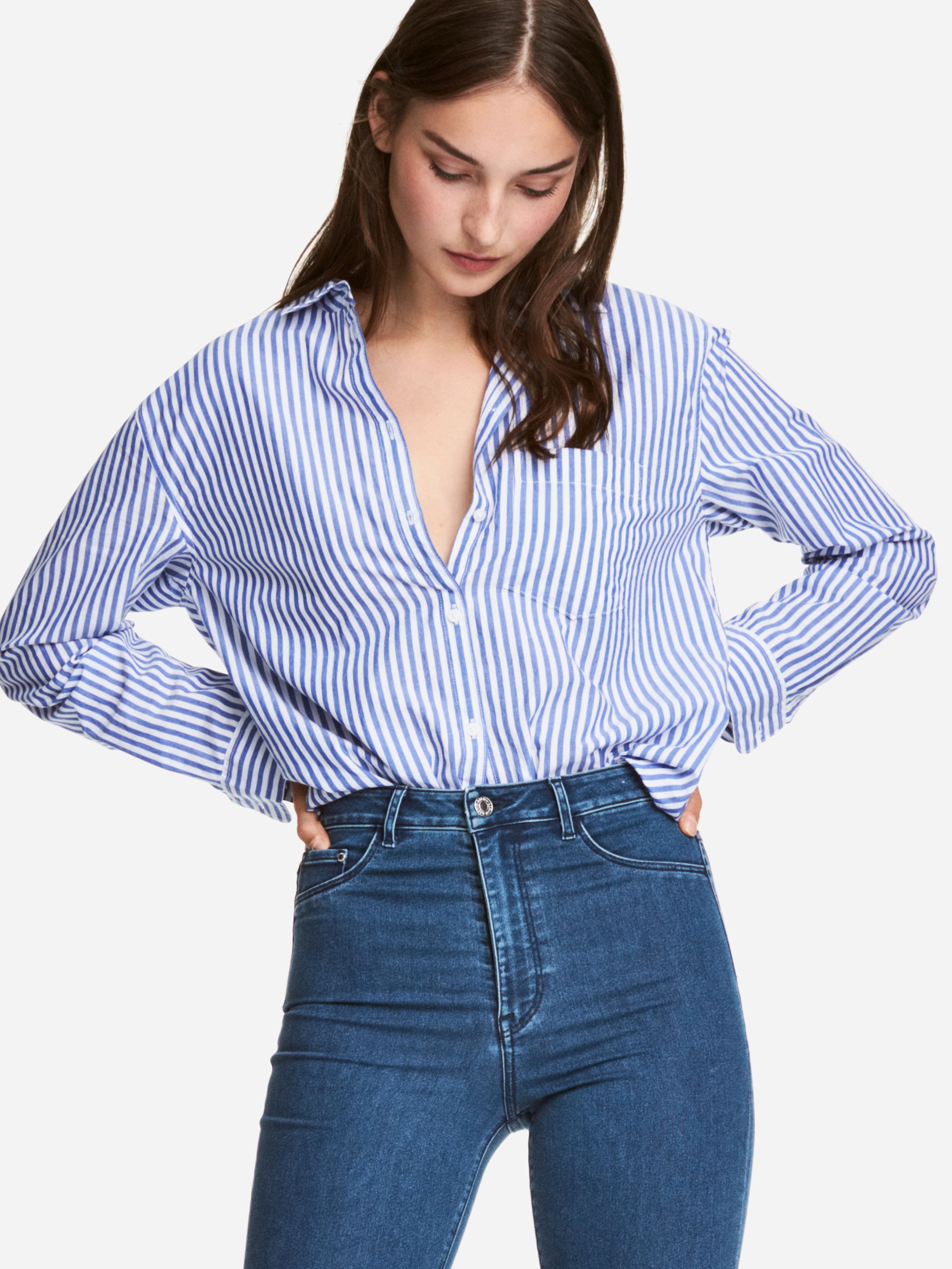 

Рубашка H&M XAZ097311DCAP  Белая с синим, Рубашка H&M XAZ097311DCAP 32 Белая с синим