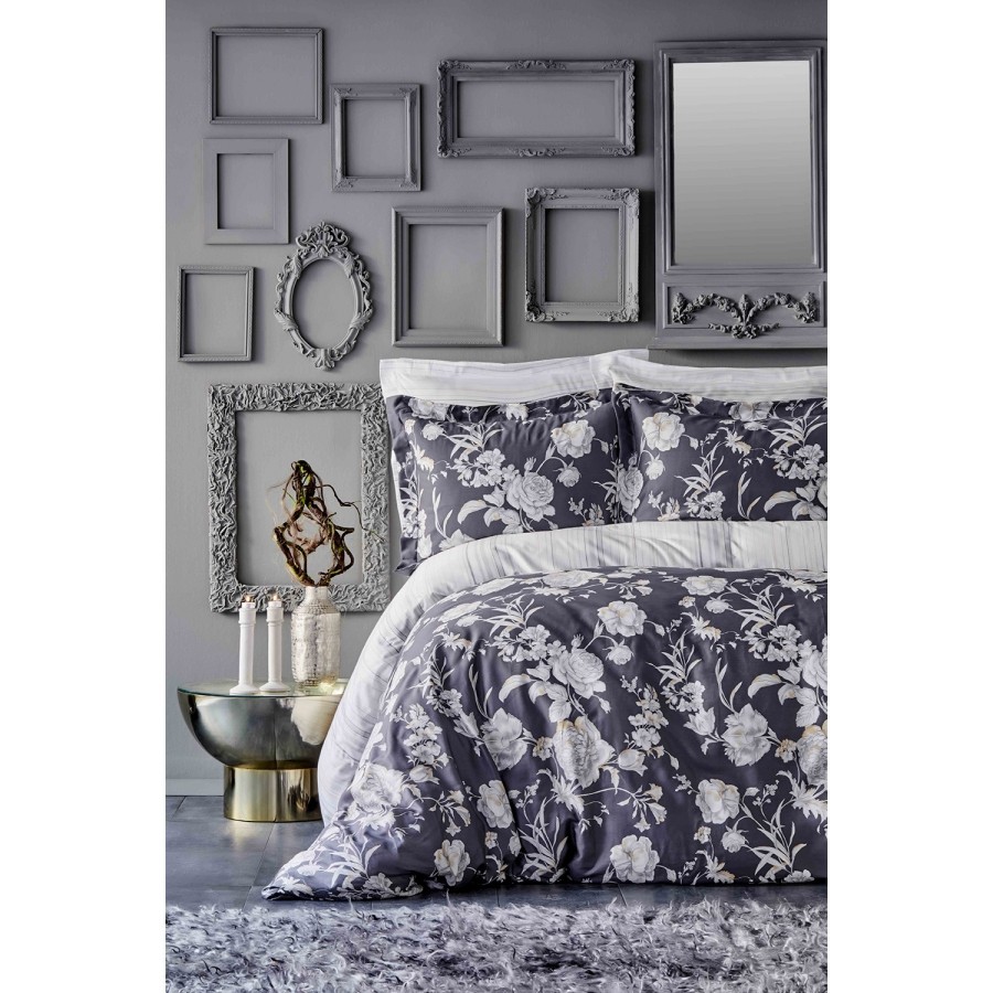 

Постельное белье Karaca Home сатин - Elvira antrasit 2019-1 антрацит king size