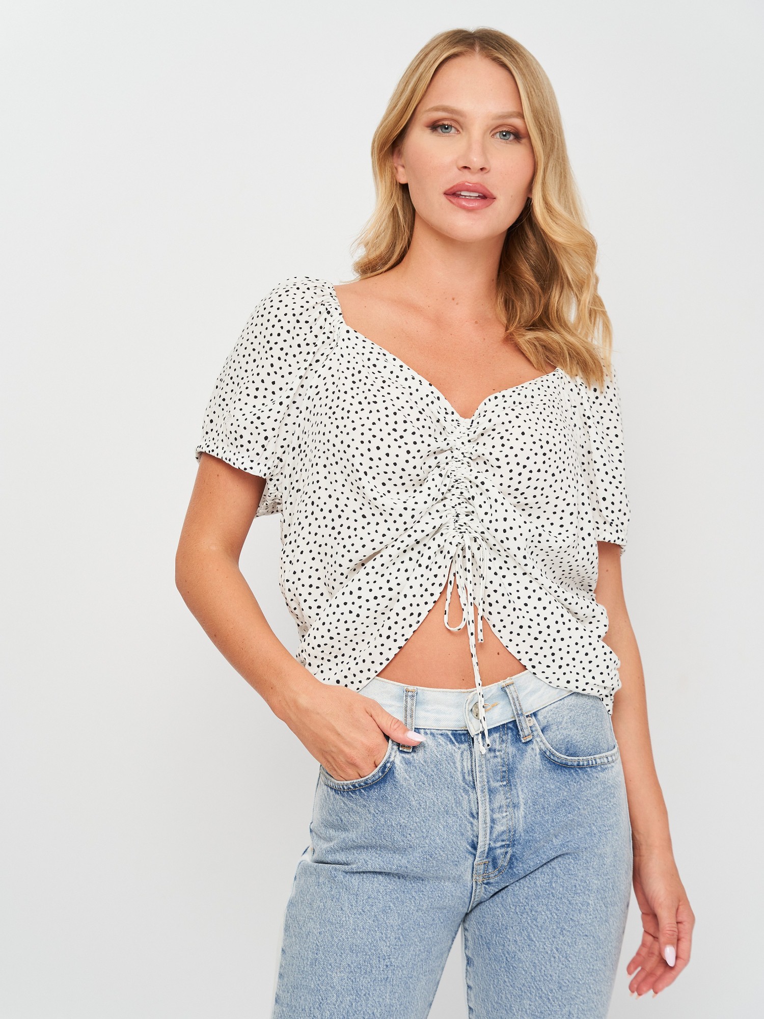 

Блуза с к/р H&M XL белый в горошек 8760531sm