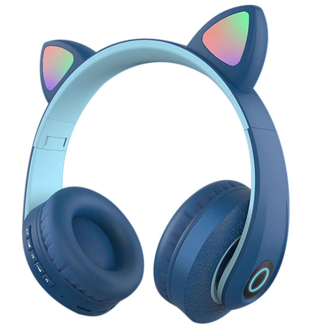 

Беспроводные MP3 Наушники с Ушками с подсветкой + FM-Радио + MicroSD с микрофоном Cat KD-58M Синий