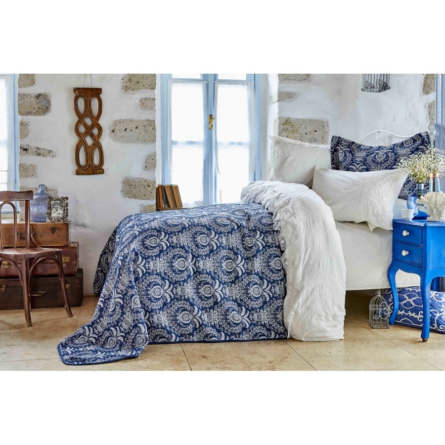 

Набор постельное белье с покрывалом Karaca Home - Elina beyaz 2018-2 белый евро