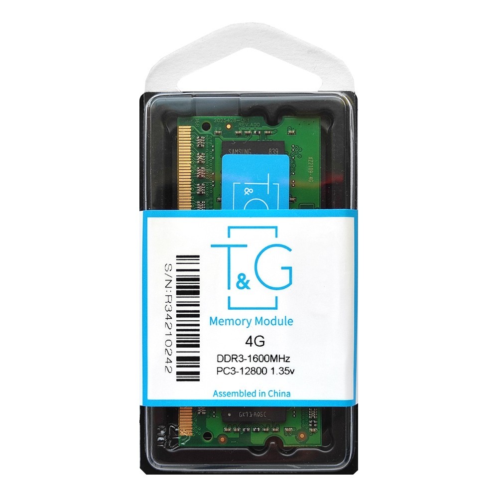 

Оперативная память T&G SO-DIMM 4GB DDR3 1600 MHz (TGDR3NB4G1600)