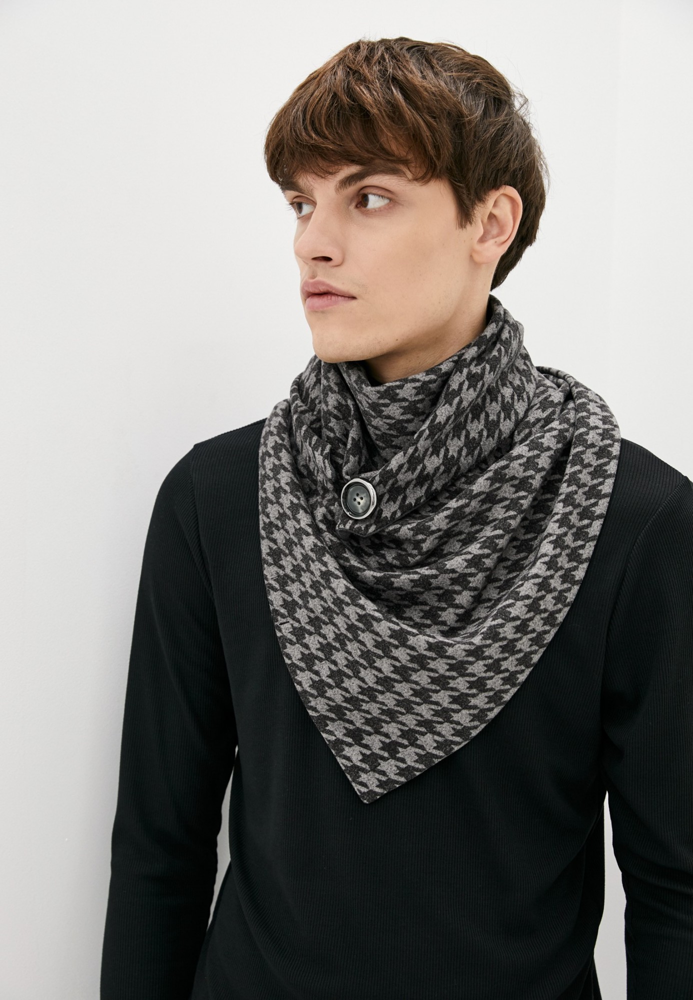 

Шарф "Эдинбург" большой MyScarf теплый серый "Меланж" на пуговице