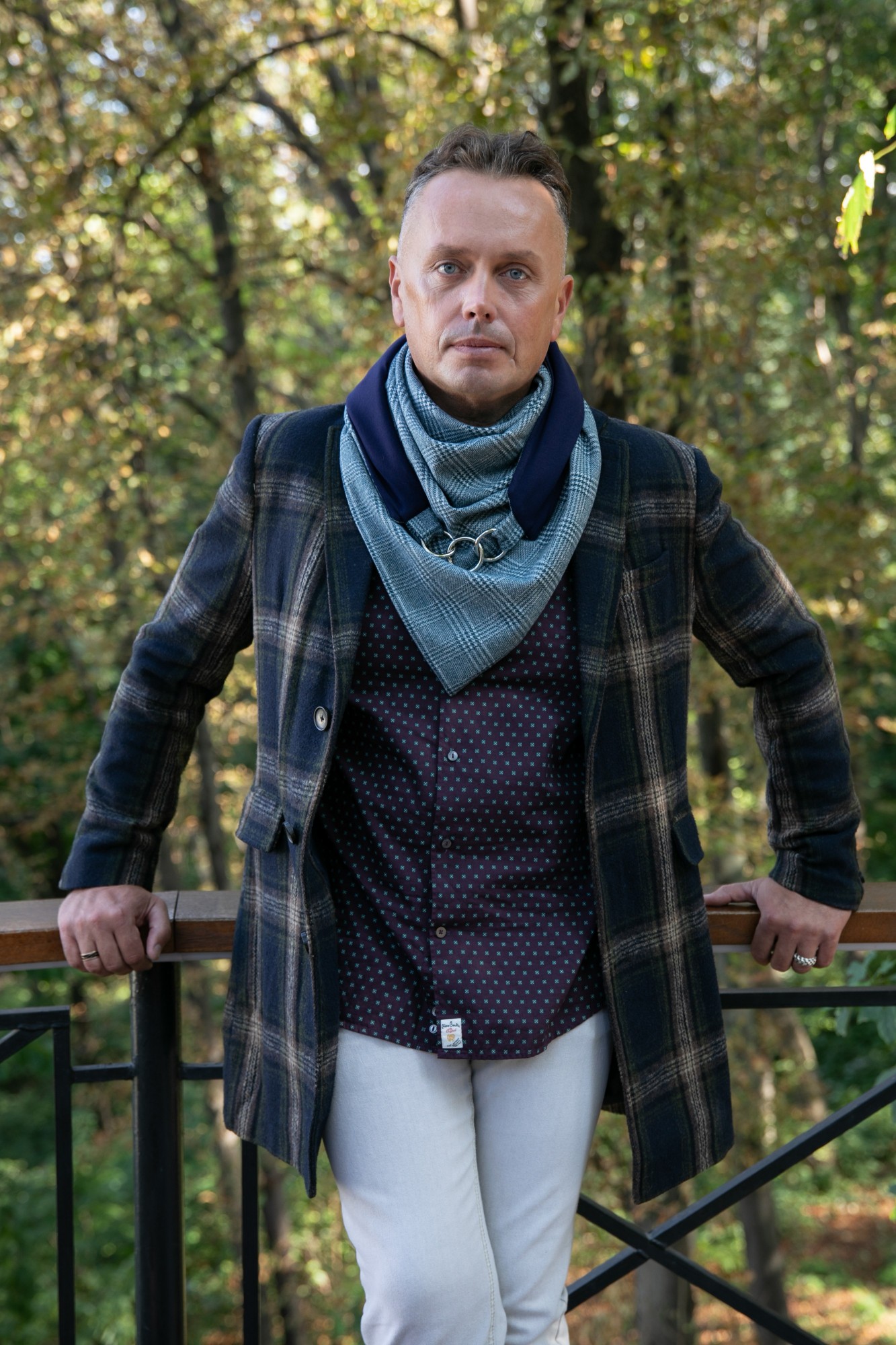 

Шарф-бактус мужской "Эдинбург" большой теплый от MyScarf серо-синий