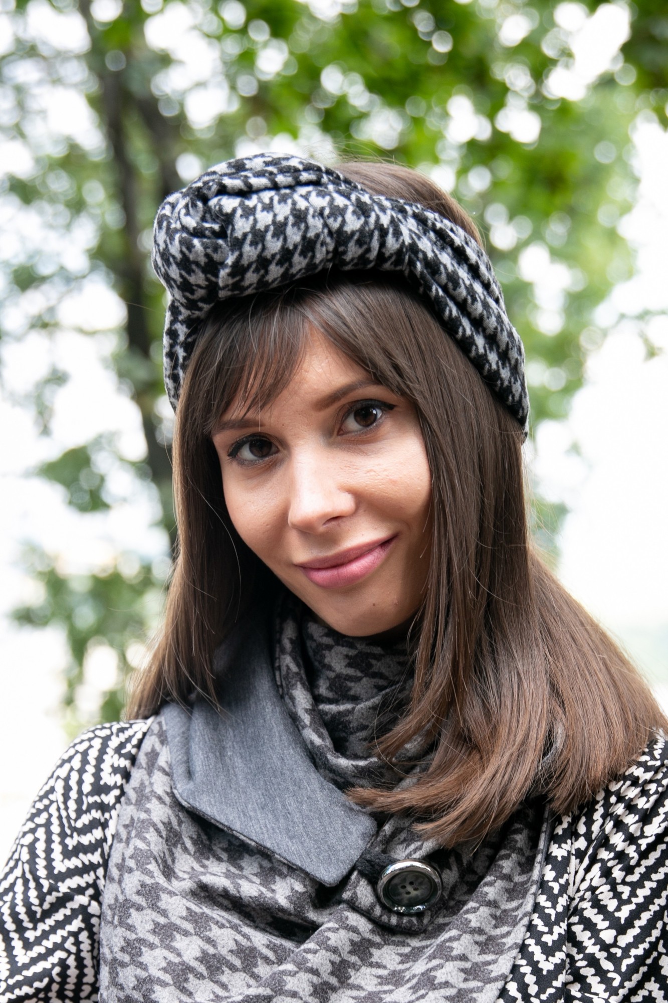 

Тюрбан MyScarf теплый универсальный серая клетка