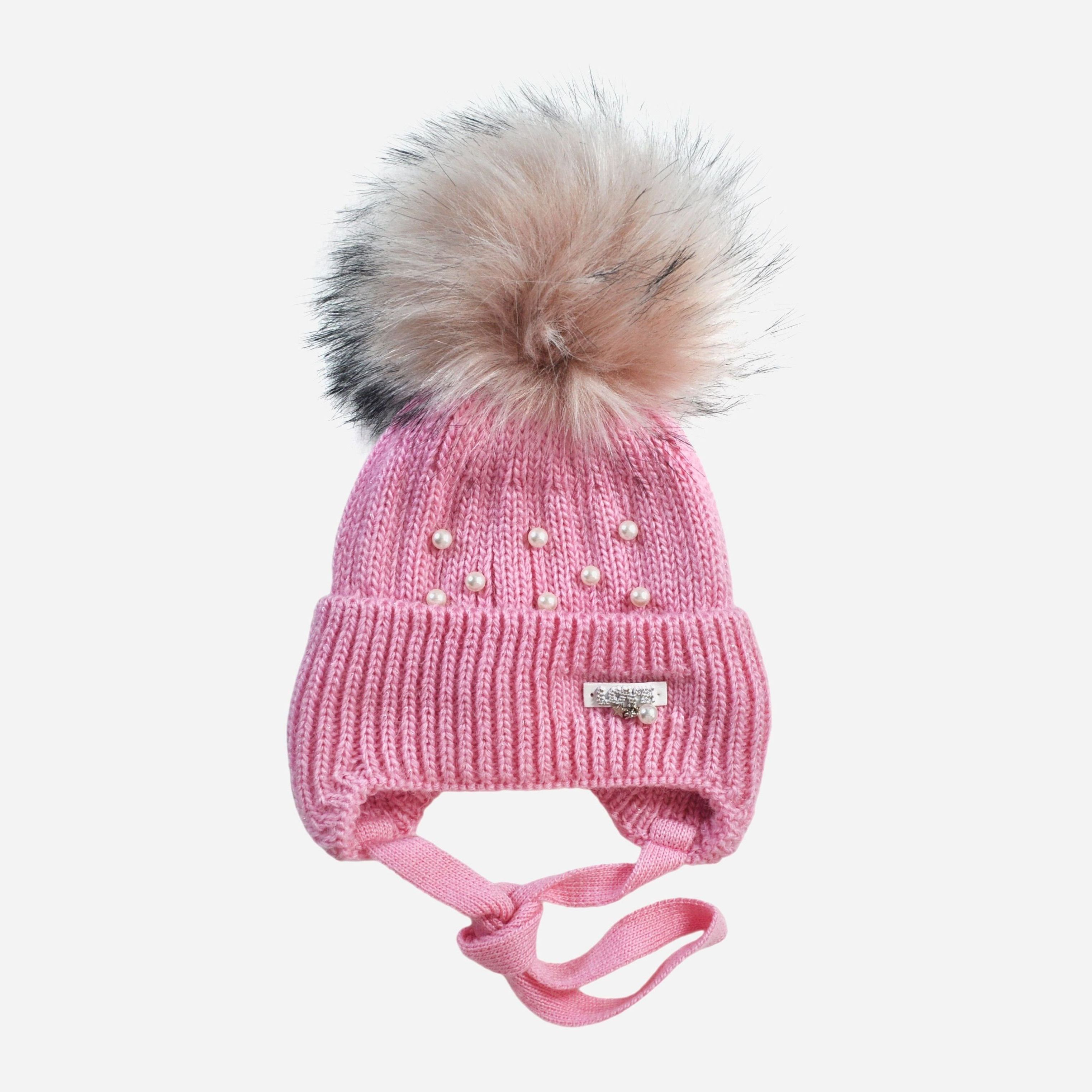 

Зимняя шапка с завязками Anmerino DSC_0117 48-50 см Розовая