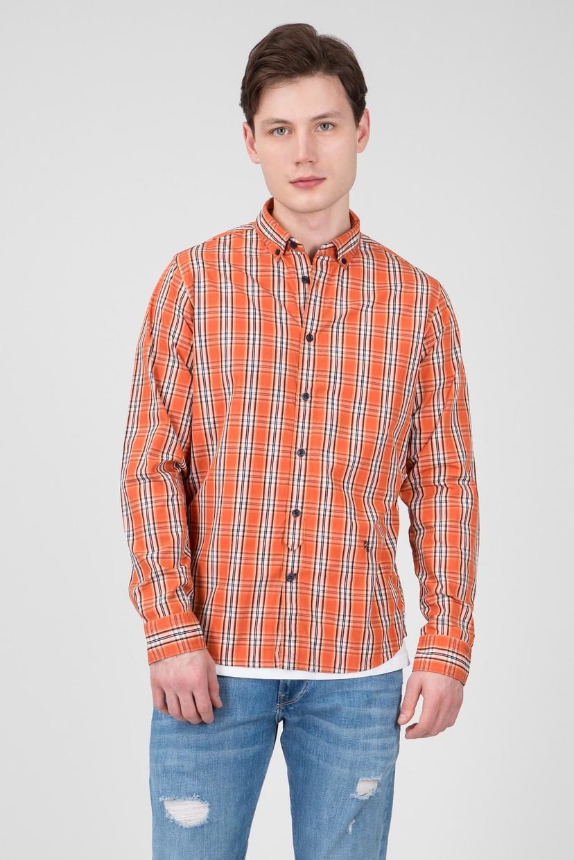 

Мужская оранжевая рубашка в клетку CHANDLER Pepe Jeans M PM305563