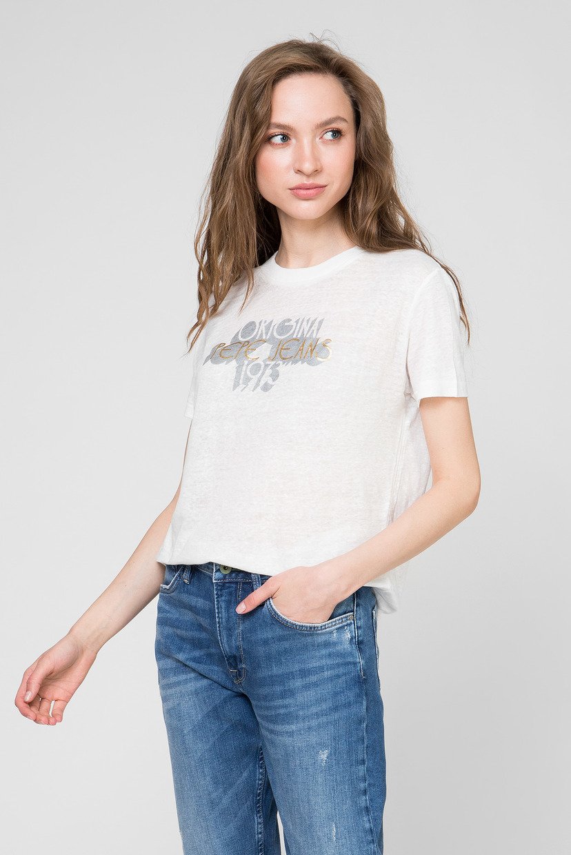 

Женская белая льняная футболка BONNIE Pepe Jeans  PL504437, Женская белая льняная футболка BONNIE Pepe Jeans XS PL504437