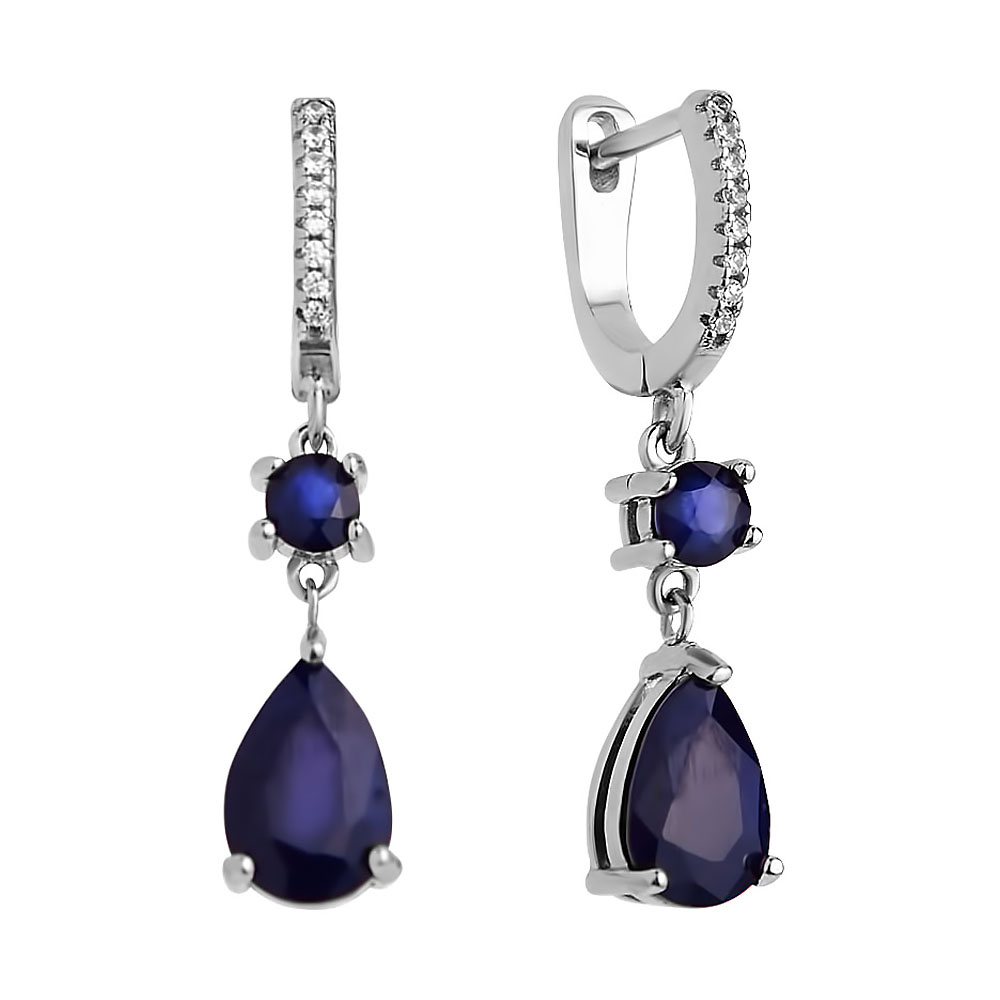 

Серебряные серьги-подвески с сапфирами и фианитами 000117848