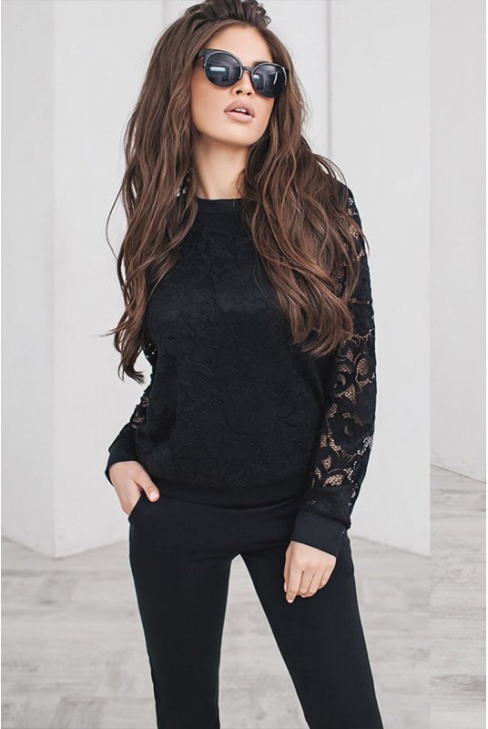 

Прогулочный костюм с кружевом Look and Buy Артемида  Черный, Прогулочный костюм с кружевом Look and Buy Артемида 48 Черный