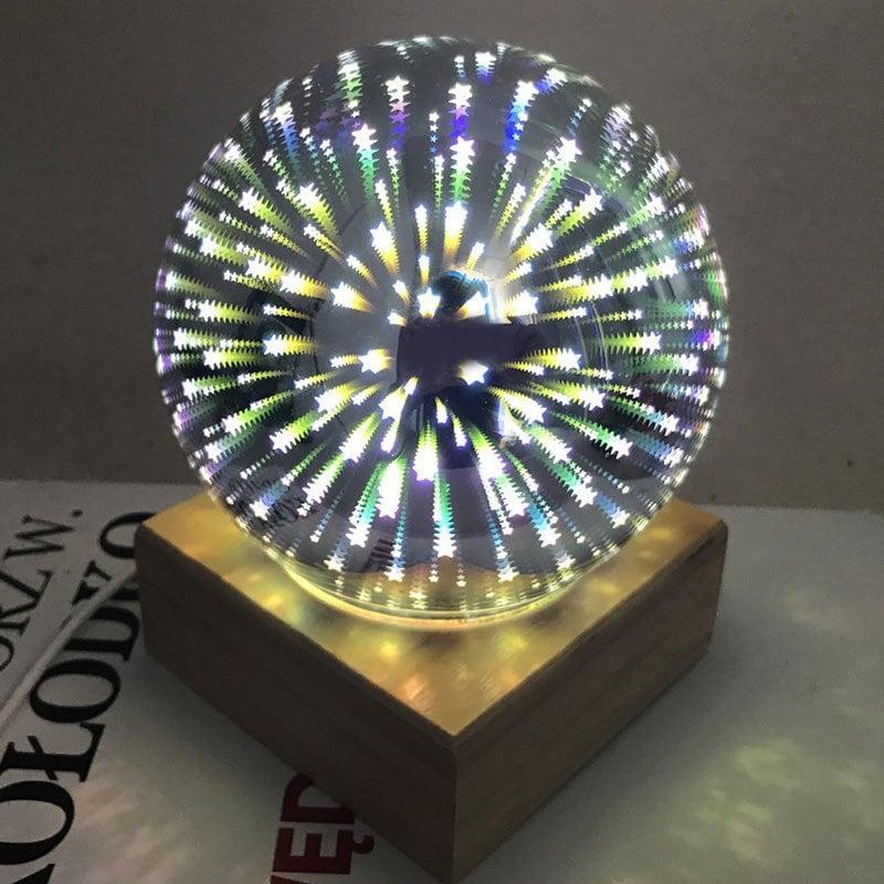 

НАСТОЛЬНАЯ ЛАМПА С ДЕРЕВЯННОЙ ОСНОВОЙ BALL SHAPE COLORFUL 3D FIREWORKS USB
