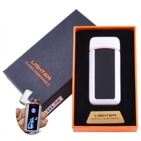 

Зажигалка в подарочной коробке Lighter (Двойная молния) HL-50 Silver