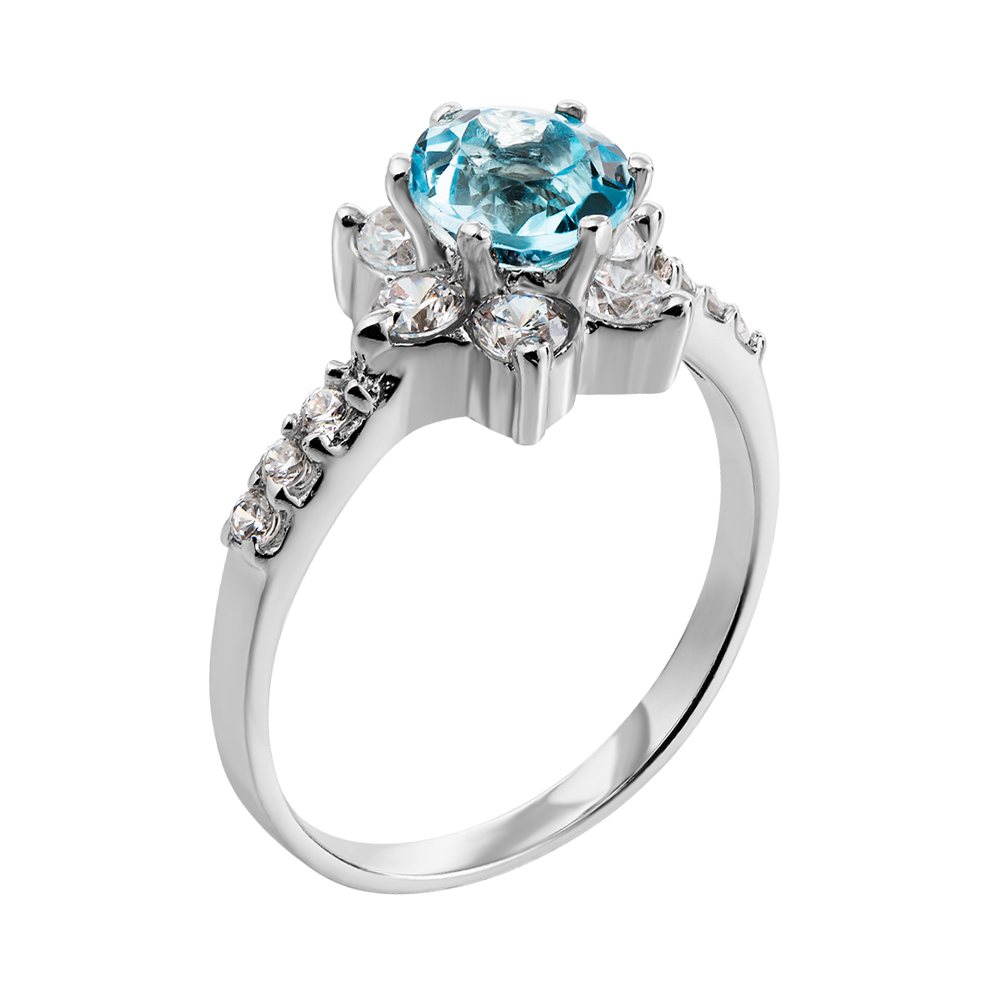 

Серебряное кольцо с топазом и фианитами 000134881 17.5 размера