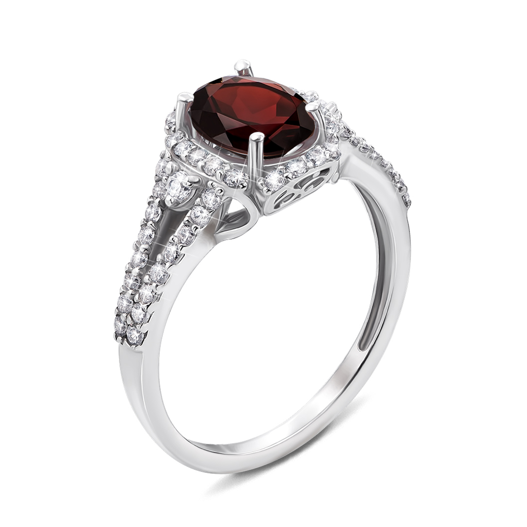

Серебряное кольцо с гранатом и фианитами 000136241 16.5 размера