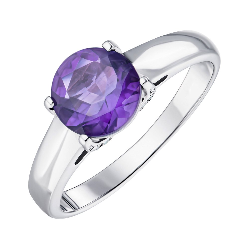 

Серебряное кольцо с аметистом и фианитами 000145844 16.5 размера