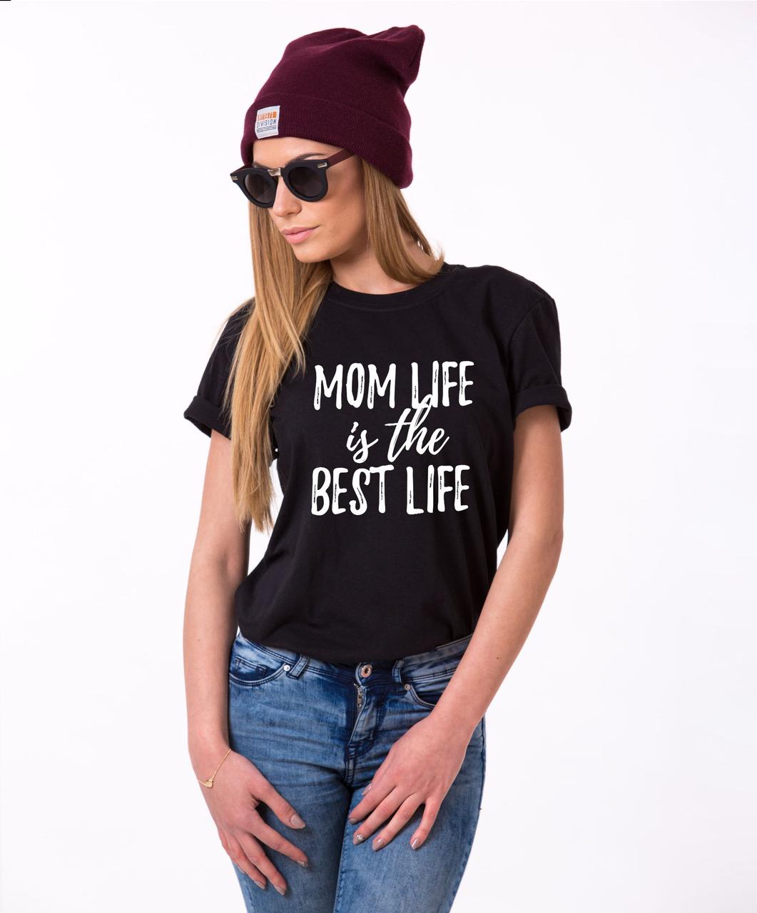 

Футболка хлопковая Fruit of the Loom Mom life is the best life Черная M