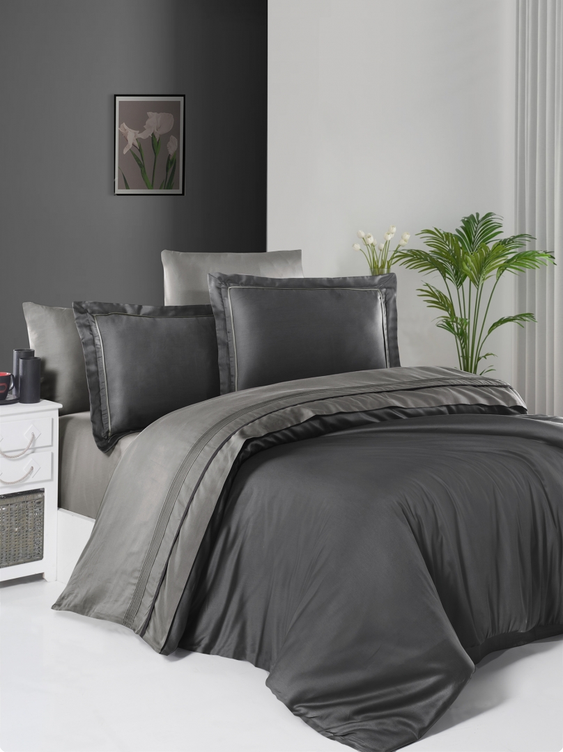 

Комплект постельного белья FIRST CHOICE сатин de luxe Евро anthracite/smoke m017881