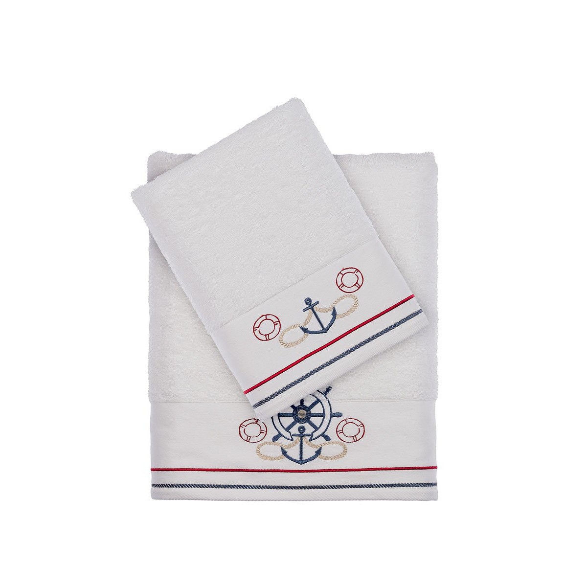 

Полотенца Tivolyo Home Navy , 2 предмета, махра (100%хлопок) Цвета: белый